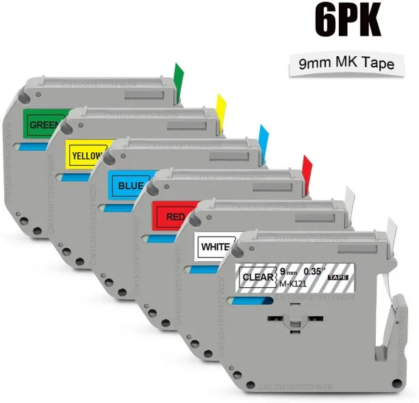 Huanix (6PK 9mm MK Tape)Compatible for PT-M95 PT-90 PT-85 PT-80 Label Maker Label Maker