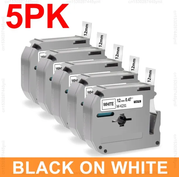 Huanix (5PK Black on White)Compatible for Label Tape MK231 MK-231 MK-131 431 631 for P-touch Label …