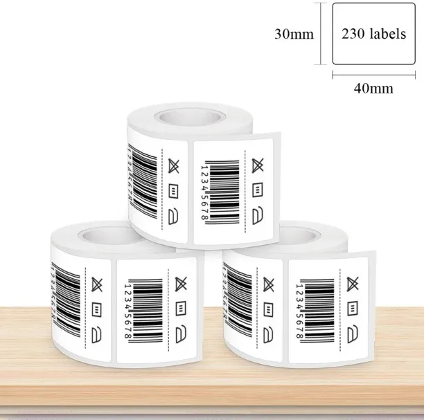 Huanix (3Roll 40*30mm)X2 Thermal Label Sticker Paper Printable White Width Clothing Tag Commodity P…
