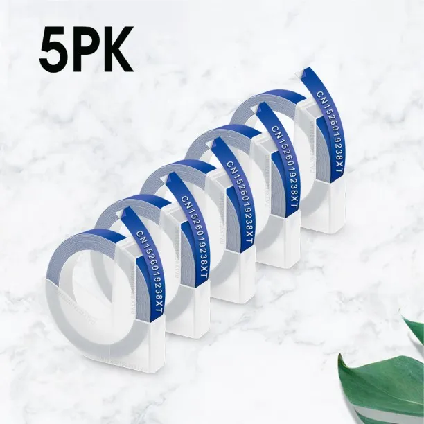 Huanix (5PK Blue)9mm Embossing Label Tape 3D Waterproof Self Adhesive Sticker Compatible for 12965 …