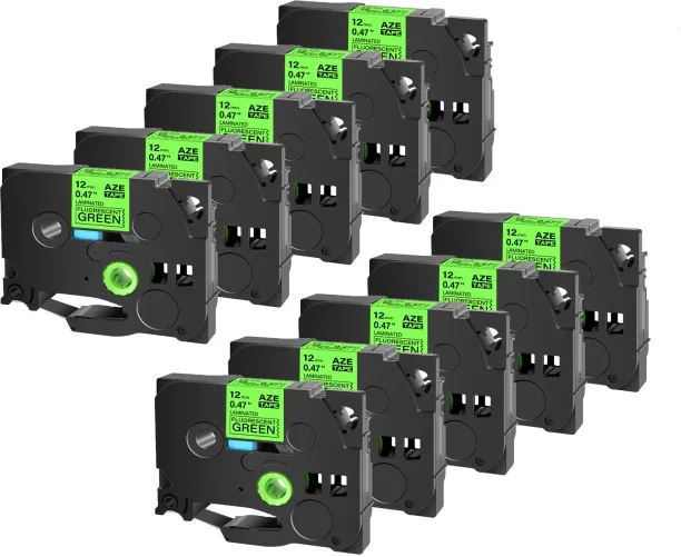 Huanix (18mm,Black on flu-Green)10PK TZe 231 Label cassettes Compatible for Ptouch Printer Label Ma…