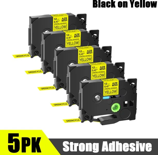 Huanix (9mm,5PK Black on Yellow)Strong Adhesive Label Tape Replaced for Tze-S231 TZ 231 631 Tape fo…