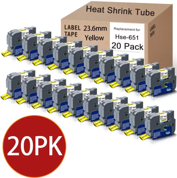 Huanix (20PK Hse-651)Compatible Heat Shrink Tube for P-Touch Label Maker Label Maker