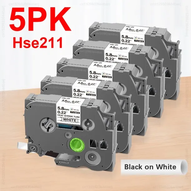 Huanix (5PK 5.8mm HSe211)Compatible for PT-E500 Printer Label Maker