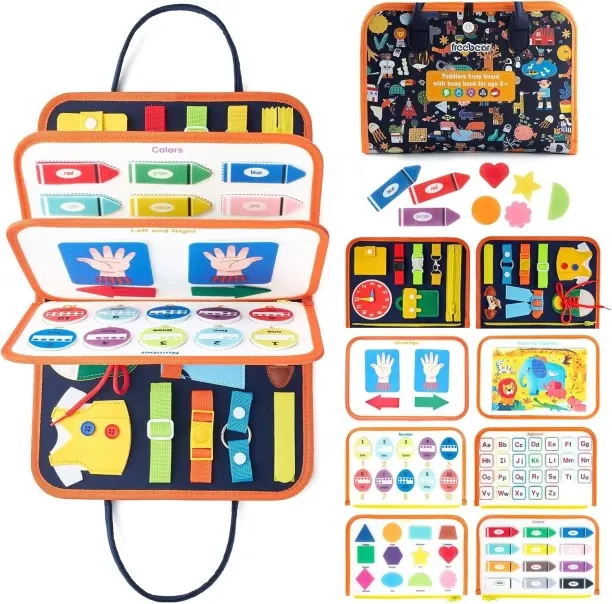 Loznron Busy Board Toddler Travel Sensory Toys for 1 2 3 4 Alphabets & Language