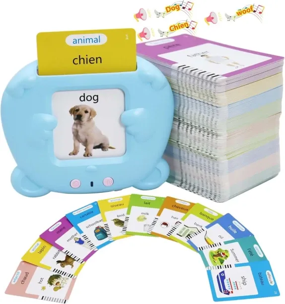 SHIJIN Talking Flash Cards with 510 Sight Words Learning Educational Toys to Learn French Pocket Sp…