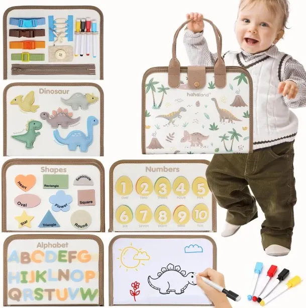 Loznron Busy Board Toddler Travel Sensory Toys for 1 2 3 4 Alphabets & Language