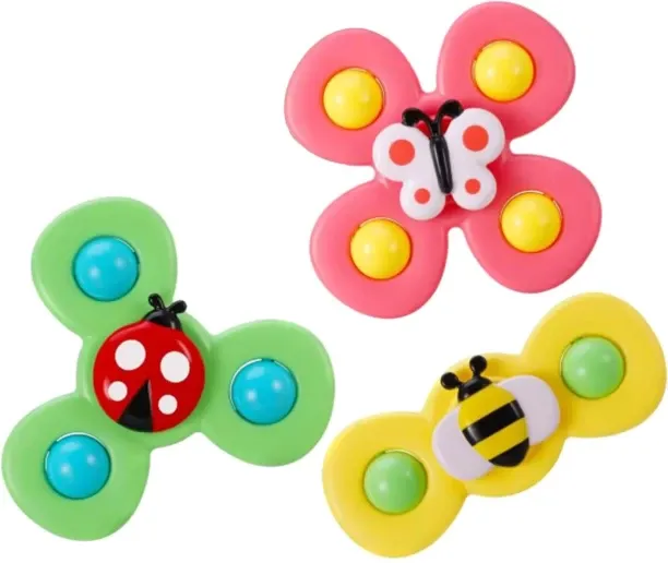 FocusBaby Suction Cup Insect Spinner Toy Shapes Toys