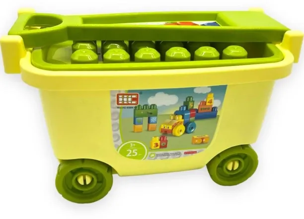 Teeto Toys Wagon with Building Blocks - STEM Toys for Children - 25 Pieces Soft Blocks