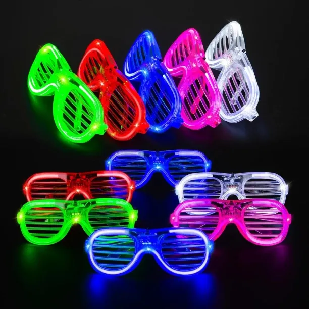 Wagu drum 12 Packs LED Glasses 5 Neon Colors glow in the dark party supplies Favor for Kids Adult G…