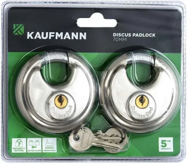 Kaufmann Hardware Padlock Discus 70mm S/Steel (2Pack) Padlock