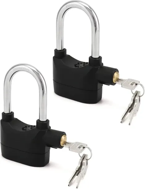 Geluk Mall Alarm Lock, 110 dB Anti-Theft Security Padlock, 2 Pack Door Motorcycle Bicycle Padlock, …