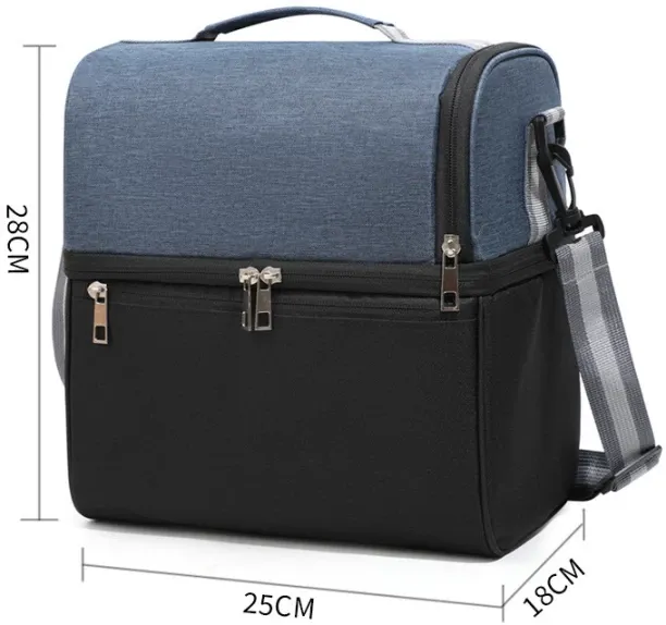 Huanix Camping Picnic Bag Portable Lunch Bag Food,Navy blue Lunch Box