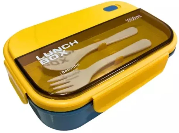 Generic Kids 1000ml Lunchbox with 3 Divisions 2 Cutlery Lunch Box