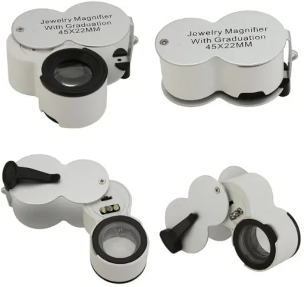 Hi Pansy Water & Wood New 45x 22mm Jewellers Mini LED Magnifier Magnifying Eye Glass Loupe+UV Detec…