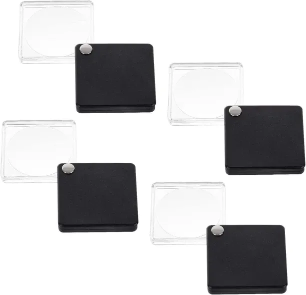 Hi Pansy 4 Pcs Folding Pocket Magnifiers 3X Magnifying Glass 2x2x0.4 inch Square Black Mini Folding…