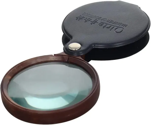 Hi Pansy 10X Mini Magnifying Glass 2.4“/60mm Folding Pocket Magnifier Glass with Rotating Protectiv…