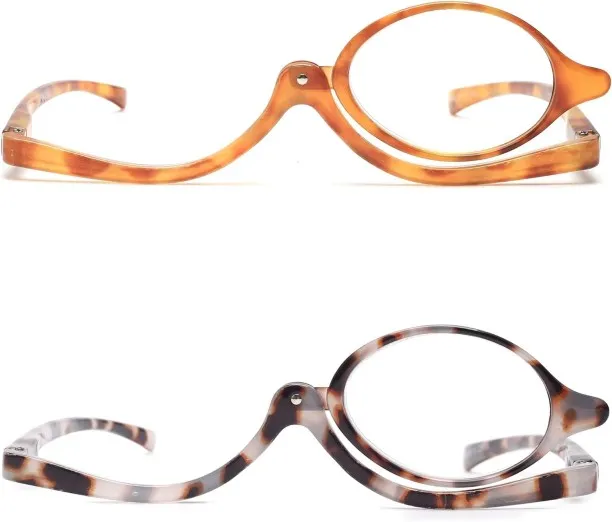 Hi Pansy 2 Pairs Makeup Reading Glasses Magnifying Flip Down Cosmetic Readers for Women +2.5 10X