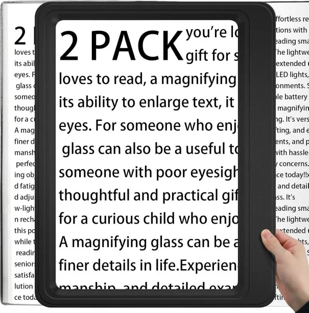 Hi Pansy [2 Pack] 5X Magnifying Glass for Reading Large Page Viewing Area Magnifiers Lightweight Ha…
