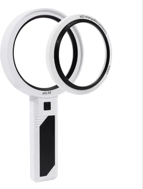 ALANES Detachable Combined Dual Lens 3 Light Modes Magnifier with 26 LED Light 5X-13X