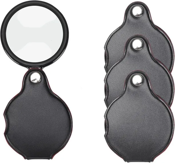 Hi Pansy 10X Small Magnifying Glass, TEOYALL 4 PCS Mini Pocket Magnifier Folding Magnify Glass with…