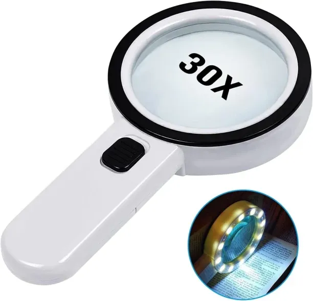 Hi Pansy Magnifying Glass with Light, 30X Handheld Large Illuminated Magnifiers, Reading Magnifying…
