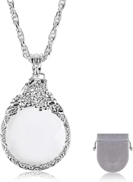 Hi Pansy 2.5X Magnifier Pendant Retro Magnifying Glass Necklace for Women Monocle for Eye Portable …