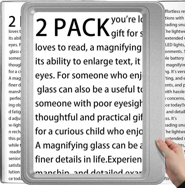 Hi Pansy [2 Pack] 5X Magnifying Glass for Reading Large Page Viewing Area Magnifiers Lightweight Ha…