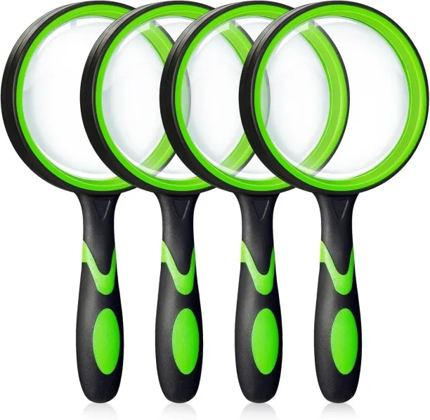 Hi Pansy 4 Pack Magnifying Glass 10X Handheld Reading Magnifier Magnifying Lens with Handle Science…