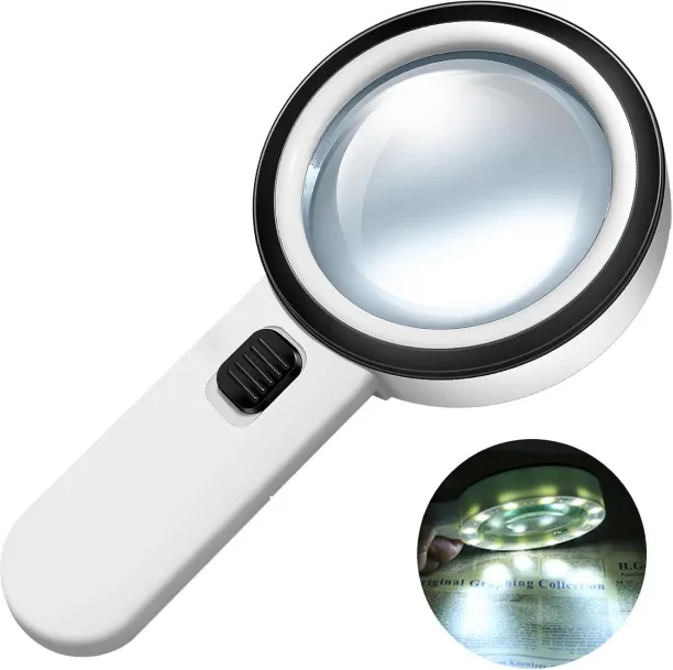 Hi Pansy Magnifying Glass with Light 30X Handheld Large Illuminated Magnifiers 12 LED Lighted Magni…
