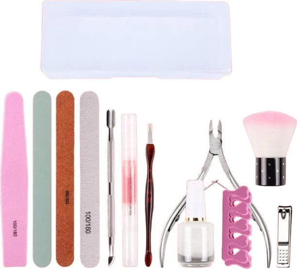 Aurora Products Professional Manicure/Pedicure Nail Tools Kit - 12 Tools & Box