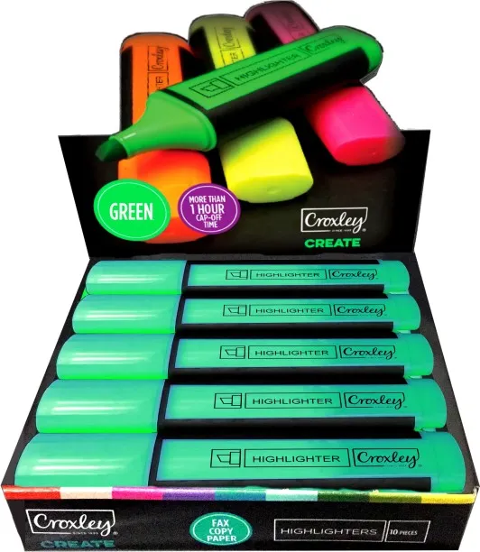 CROXLEY Green Highlighter Box 10
