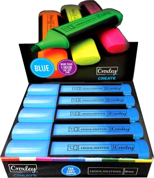 CROXLEY Blue Highlighter Box 10
