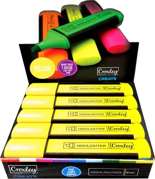 CROXLEY Yellow Highlighter Box 10