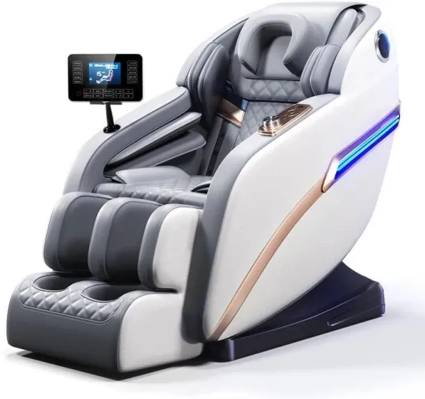 Delux Zero Gravity Luxury Full Body Bluetooth Massage Chair - White & Grey Massage Chair