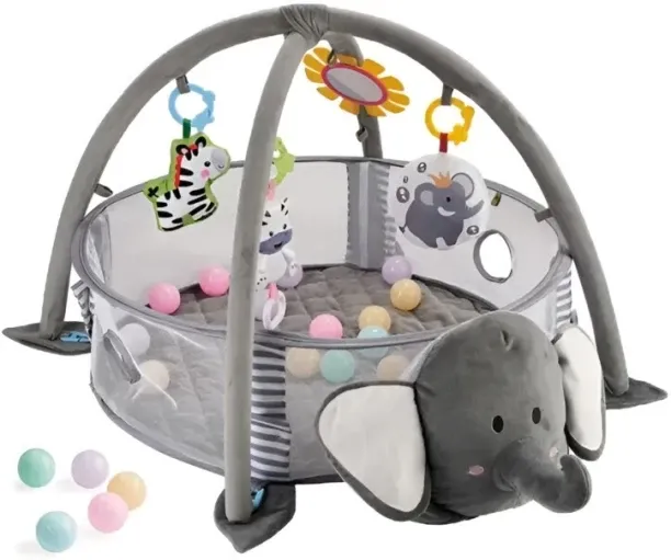 R AND E Elephant Designed Activity Play Gym with Ball Pit Baby Play Mat