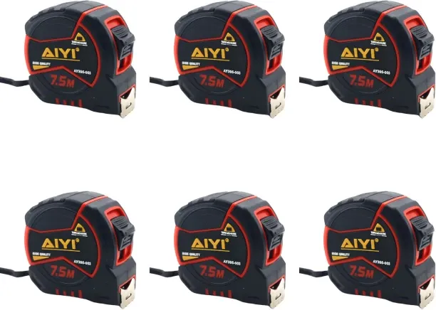 AIYI 6-Pack 7.5m Measuring Tape 25mm Lockable Tape Measure AY395-003 Tape Measure