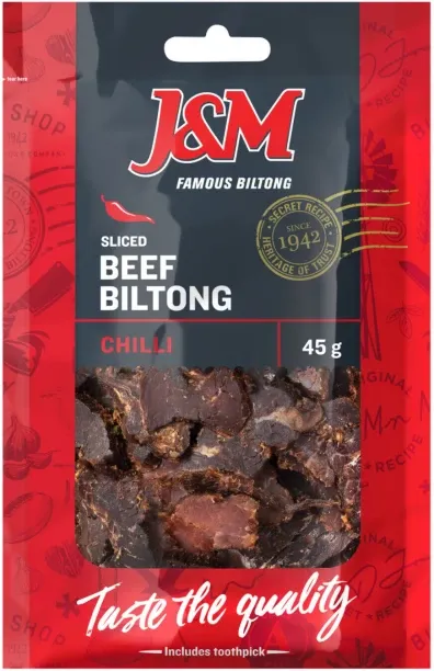 J&M Sliced Biltong Chilli , 45 g