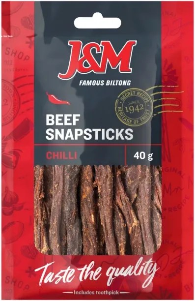 J&M Beef Snapsticks Chilli , 40 g