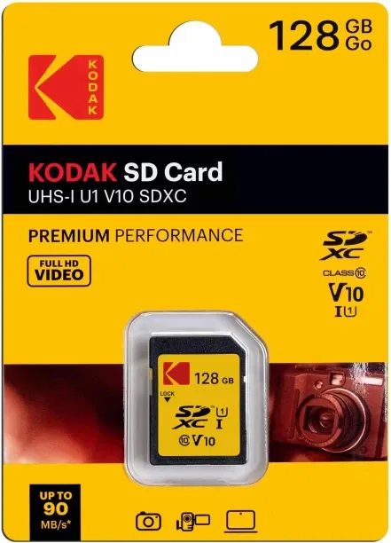 Kodak Premium Performance with UHS-I U1 V10 for HD Capture SD Card 128 GB  Memory Card