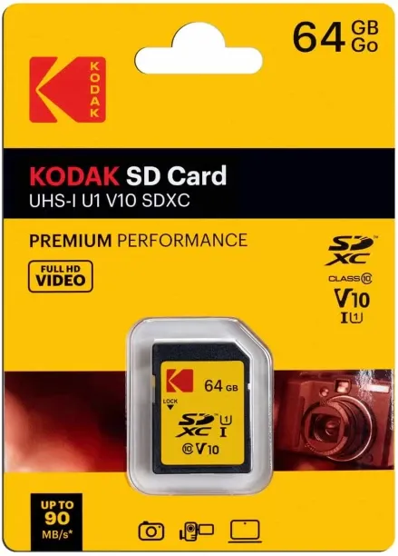 Kodak Premium Performance with UHS-I U1 V10 for HD Capture SD Card 64 GB  Memory Card