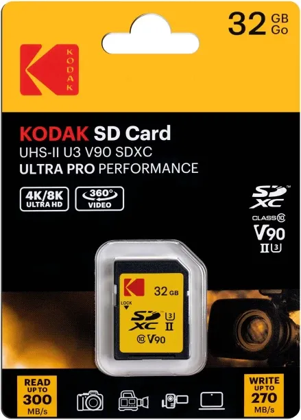 Kodak Ultra Pro with UHS-II U3 V90 for 4k or 8k Capture SD Card 32 GB  Memory Card