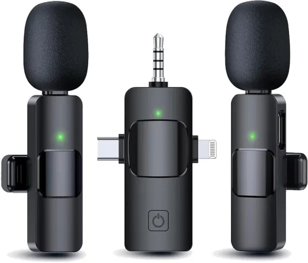 BezosMax 3 in 1 Wireless Lavalier Microphones for iOS and Android, Mini Microphone Plug-Play with N…