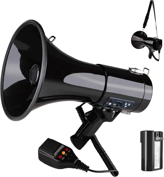 Bloo 50 Watt Megaphone Bullhorn with Detachable Microphone, 240s Recording and Siren - Perfect for …