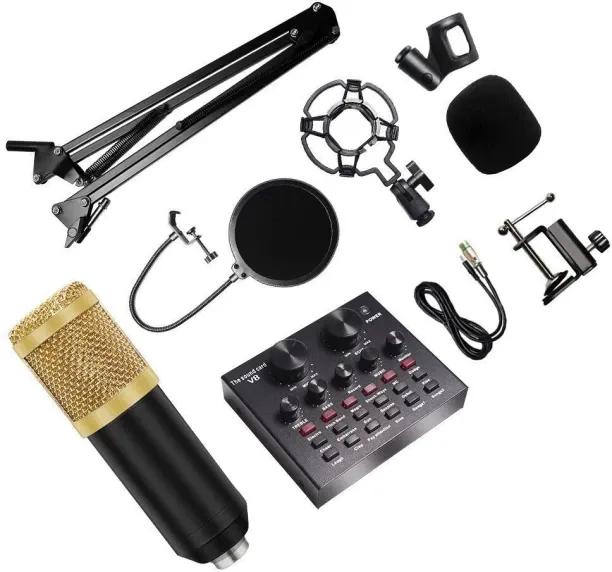 PrimePickSA M800 Condenser Microphone Kit with V8 Sound Card – Complete Professional Studio Setup f…