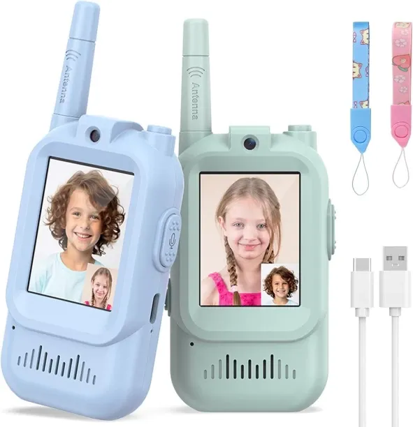 SHIJIN Walkie Talkies for Kids Pack of 2, Rechargeable Long Range Two Way Radios Toys for Boys Girl…