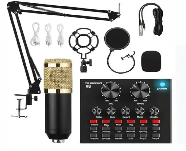Ashcomonline ound Card Set Audio Condenser Mic Studio Microphone