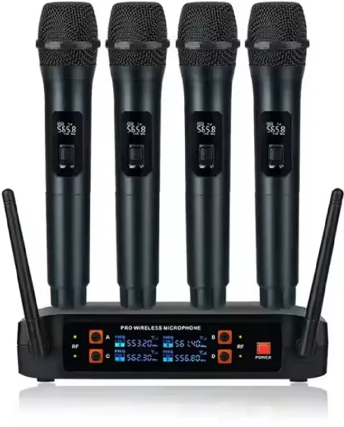 ELCTRO WORLD Wireless 4-Mic Rechargeable Vocal Set with Receiver Microphone