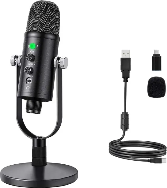 BOWENSTORE USB Microphone Metal Condenser Mic:Plug&Play Gaming Microphones on PC, ,Twitch and YouTu…