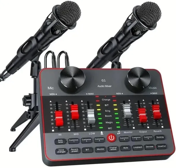 Flycross Podcast Equipment Bundle with 2 Microphones, Audio Mixer Podcast Microphone Bundle studio …